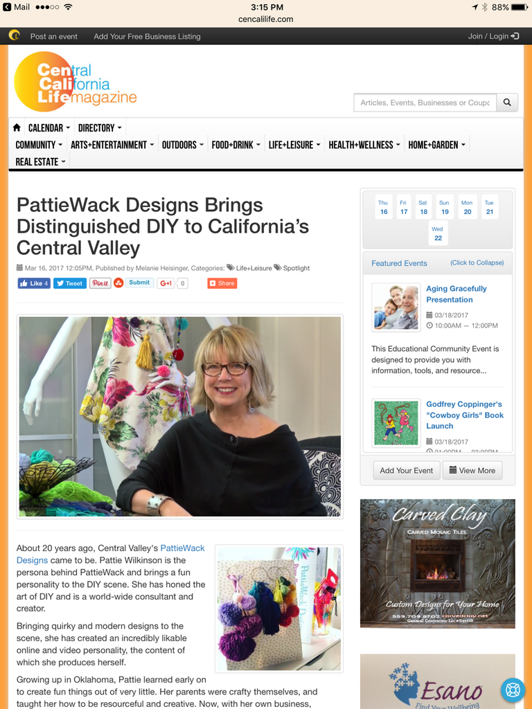 Central California Life Magazine - PattieWack Designs Feature